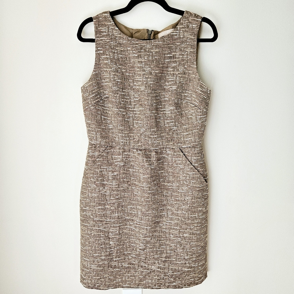 Banana Republic Dress Size 8 Brown Metallic Tweed Sheath